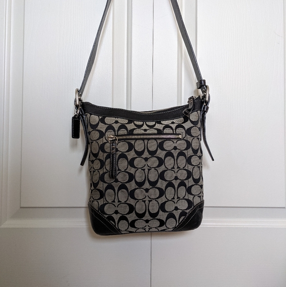 COACH crossbody purse with signature grey and black pattern - Picture 1 of 9
